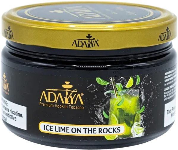 Adalya Ice Lime on the Rocks jar with lime artwork for the Lime Ice hookah selection at Marrakech in Hatboro