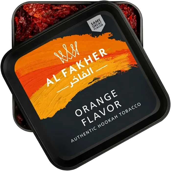 Al Fakher Orange hookah tobacco packaging isolated without background